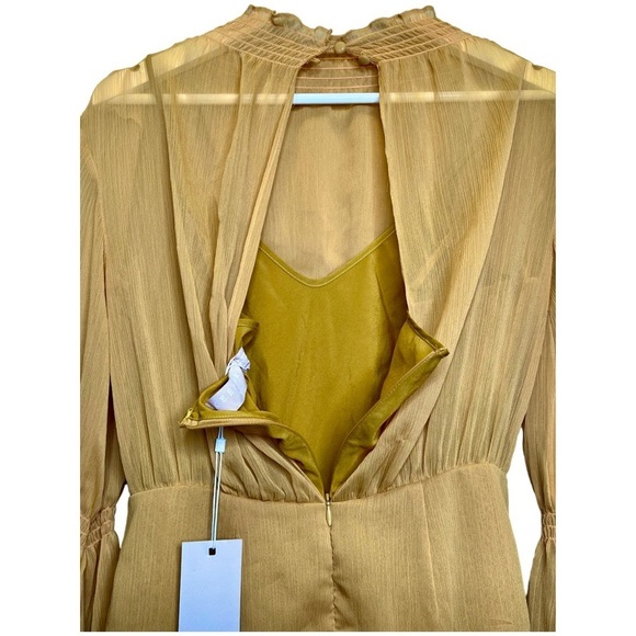 KEEPSAKE The Label | NWT Yellow Sheer Slip Elevate Long Sleeve Midi Dress Sz S - Picture 7 of 10